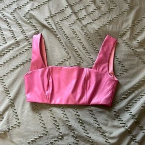 Edikted “Midnight Faux Leather Crop Top” (small)